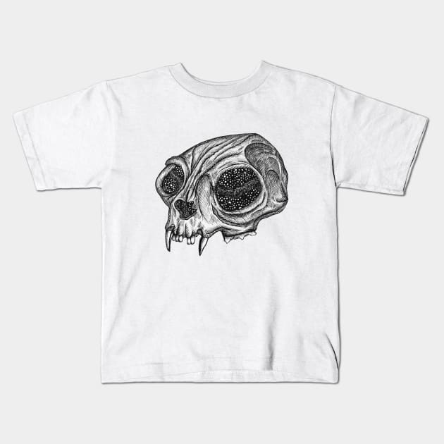 Cosmic Cat Skull by Skye Rain Art Kids T-Shirt by Skye Rain Art
